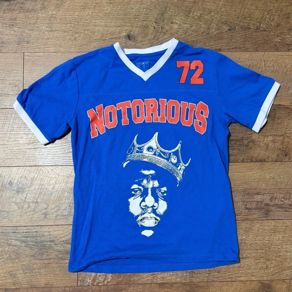 Notorious BIG Biggie Smalls Brooklyn We Go Hard Jersey Shirt Blue Mens Small 72